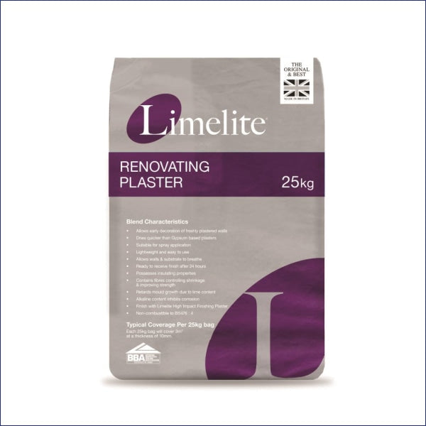 Limelite Renovating Plaster has been developed specifically for use in renovation projects. It offers many of the advantages of a traditional lime plaster but with easier workability and far quicker drying times.