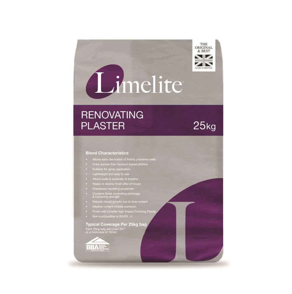 Limelite Renovating Plaster for Damp Walls Waterproofing Damp Proofing, Damp Proofing Membranes & Coatings, High Impact