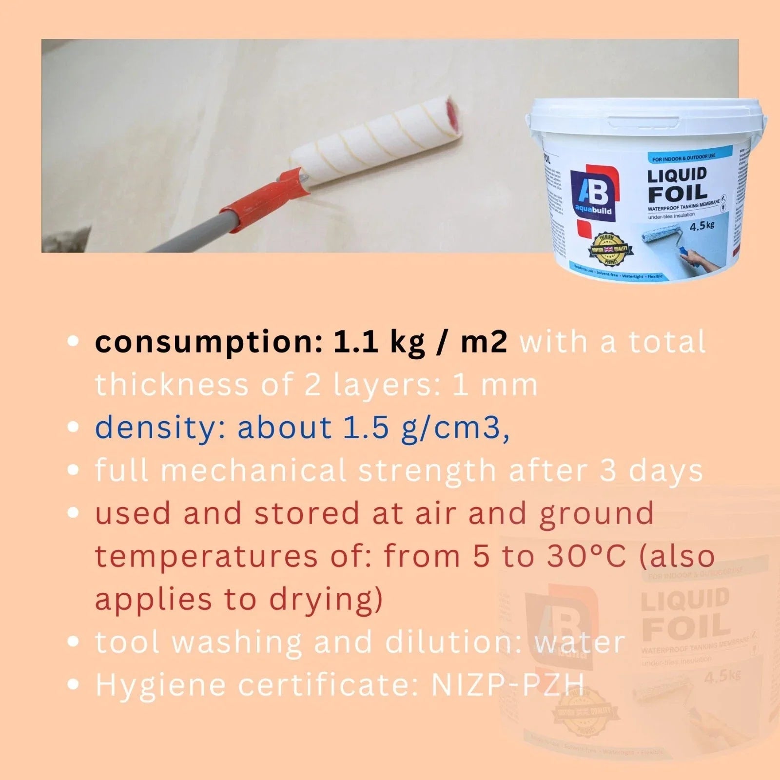 15kg waterproofing, aqua build, balcony waterproofing, floor waterproofing, frost resistant waterproofing