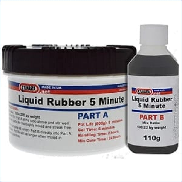 Liquid Rubber PU21 Rapid 5 Minute is a fast setting polyurethane rubber which sets to a hard, smooth, glass like finish.  It is used to repair areas of wear or damage on rubber equipment and for creating replacement components, such as rubber shaft couplings.