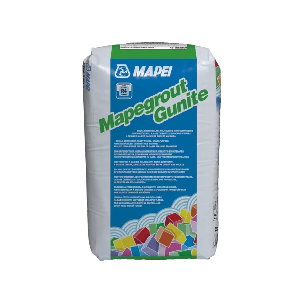 Mapei Mapegrount Gunite 25kg Bag, a multi-purpose non-accelerated cementitious mortar for concrete repair, ideal for structural repairs using spray techniques