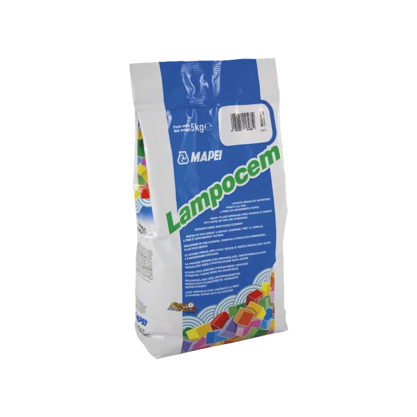 Bag of Mapei Lampocem – rapid-setting, shrinkage-free hydraulic binder for concrete and masonry fixings