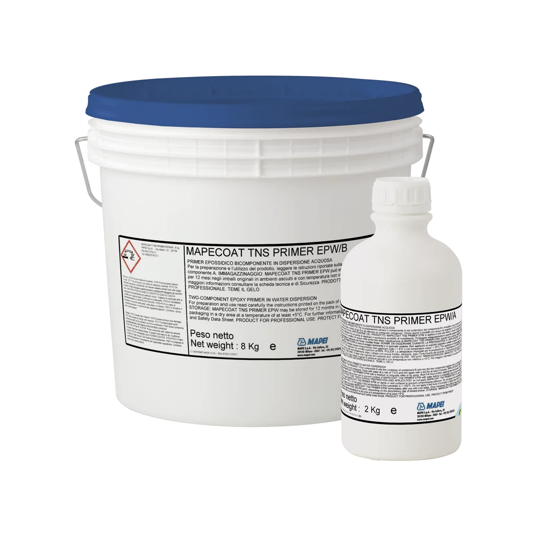 Mapei Mapecoat TNS Primer EPW Epoxy primer for sports and resin flooring. Improves adhesion on concrete and asphalt.