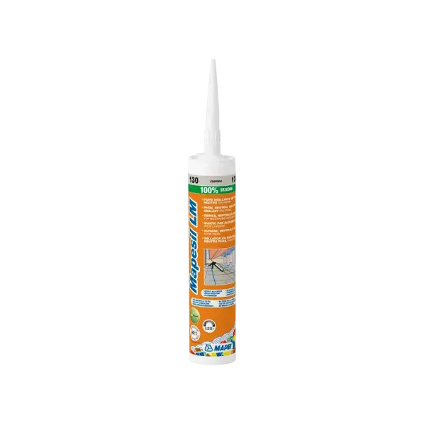 Mapesil LM 130 Jasmine neutral silicone sealant cartridge, 310ml – non-staining, mould-resistant for natural stone, marble, granite, and facades.