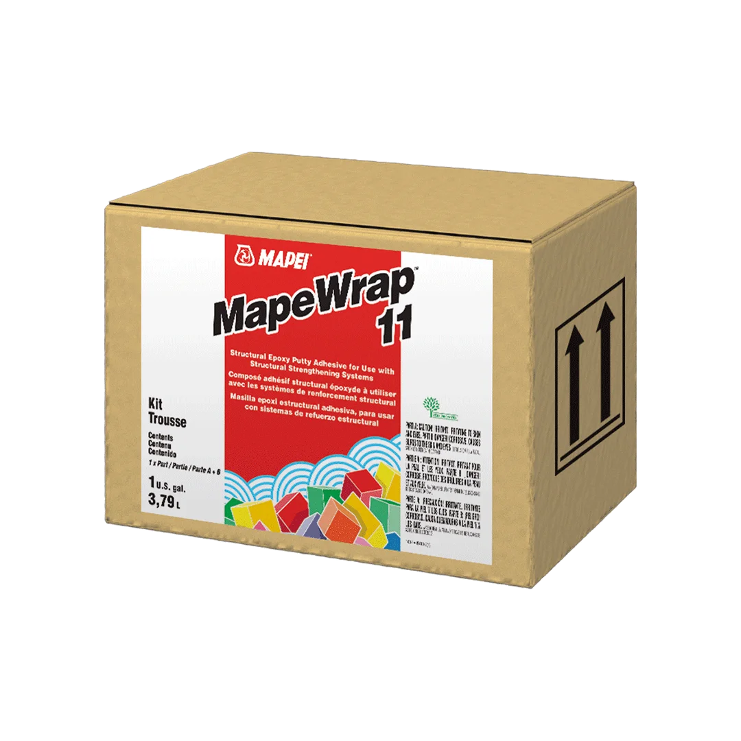 Mapei MapeWrap 11 – two-component thixotropic epoxy grout and adhesive for structural bonding and levelling of concrete and masonry surfaces.
