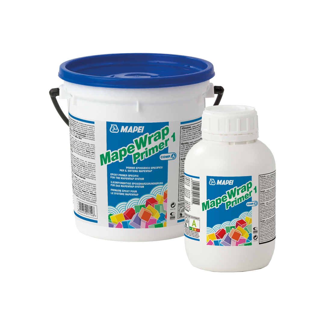 Mapei Mapewrap Primer 1 – two-component solvent-free epoxy primer for preparing concrete surfaces before reinforcement with Mapewrap fabrics