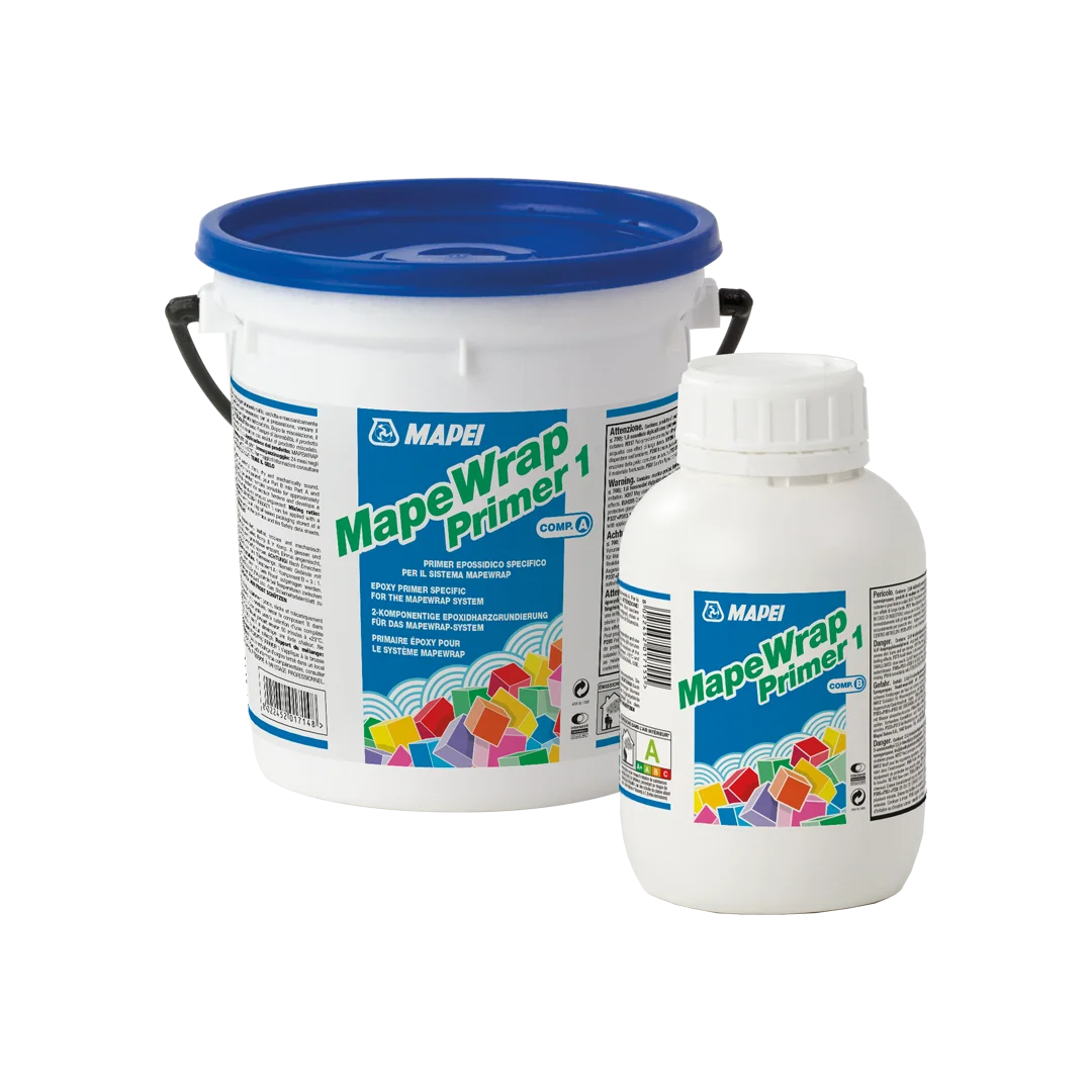 Mapei Mapewrap Primer 1 – two-component solvent-free epoxy primer for preparing concrete surfaces before reinforcement with Mapewrap fabrics