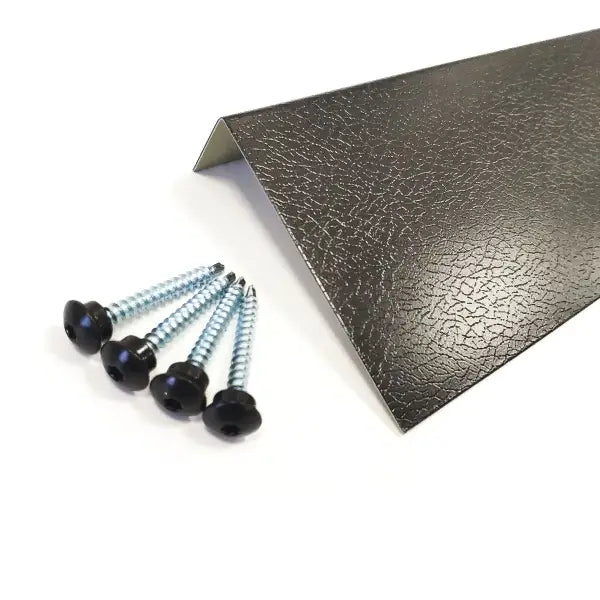 Metal angle trim piece with mounting screws for Metal Wall Flashing Trim installation