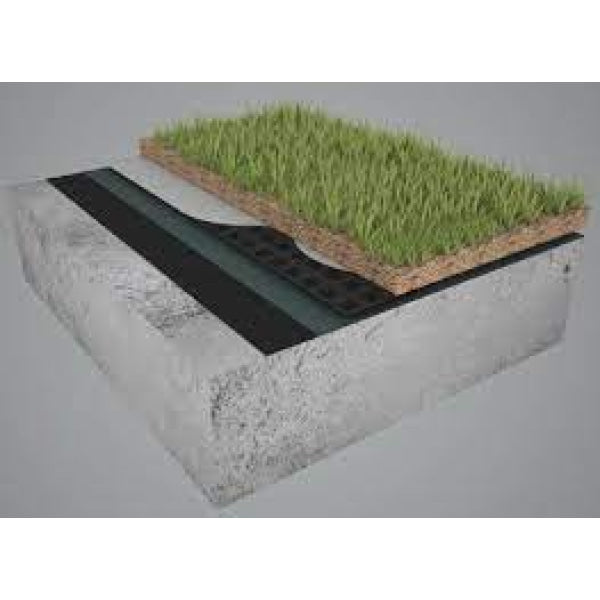 Unique drainage and water-retention membrane for use where a water reservoir is required for extensive green roofs of sedum, herbaceous plants, mosses or grass above decks and roofs.