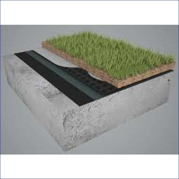 Unique drainage and water-retention membrane for use where a water reservoir is required for extensive green roofs of sedum, herbaceous plants, mosses or grass above decks and roofs.