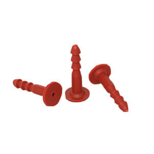 Newton Nu-Seal Plug — red glass-filled nylon plug for securing Newton membranes in below-ground situations. The plug requires Newton Waterseal Rope to be wrapped in a bead around the plug head prior to fixing the membrane. Nu-Seal Plugs are recommended when affixing Newton 508, Newton 508R or 508 Mesh(1) membrane to vaulted brick arches