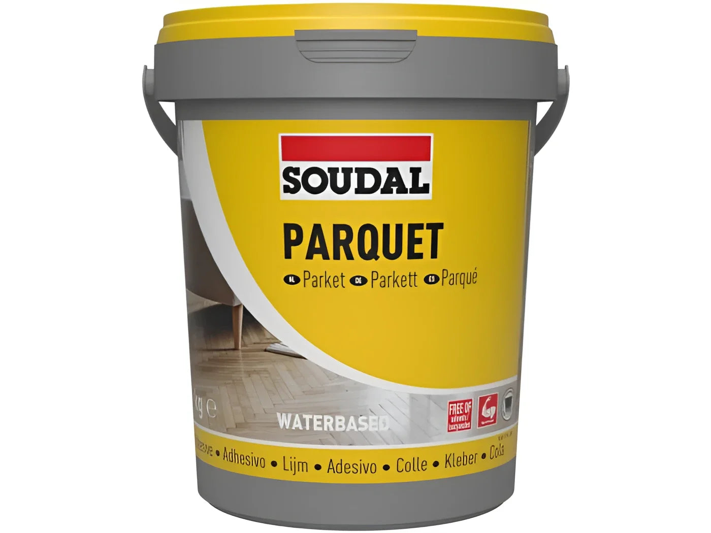 Parquet adhesive is used during professional installation of wooden flooring systems