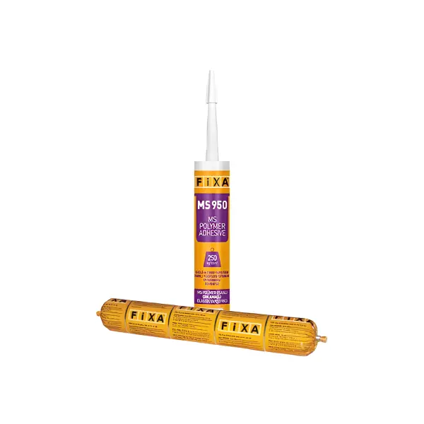 Two tubes of yellow adhesive for POLYMERA MS 953 product display