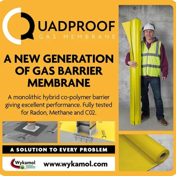 Yellow Quadproof Gas Barrier Membrane for blocking Radon, Methane, and CO2