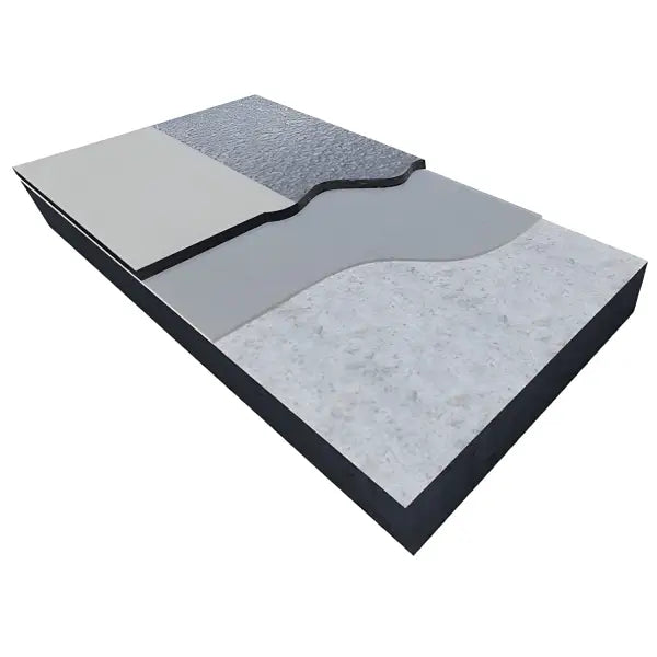 Cross-sectional diagram of QuickDeck Car Park Decking System layers and materials