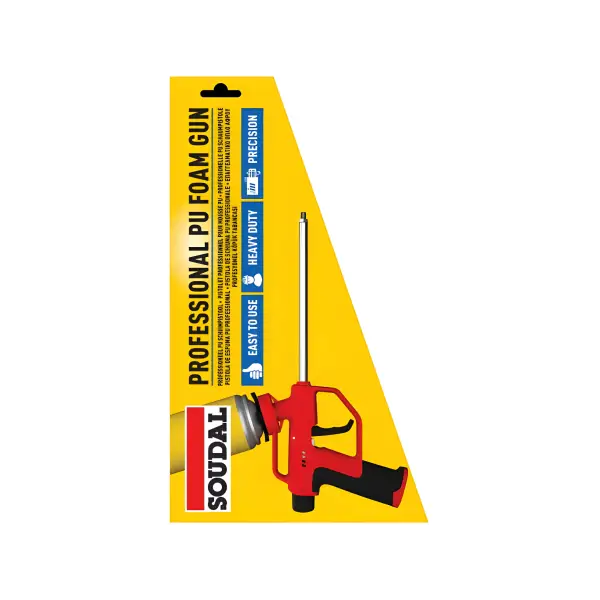 Red and black foam gun applicator with yellow packaging for Red PU Foam Gun