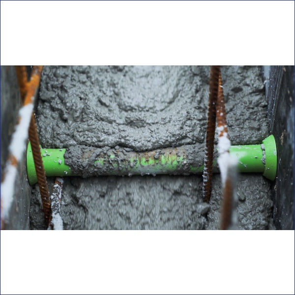 RivePipe – A removable, reusable and recyclable formwork tube that protects tie bars within the concrete, and once removed leaves a clean, uniform tie hole. RiveOut – The manual extraction tool for easily removing RivePipe tubes from concrete walls in a matter of seconds. RiveStop – A patented rivet system that is quickly and easily installed, expanding to 50% of its original diameter to hermetically seal any tie-bolt holes left by the RivePipe.