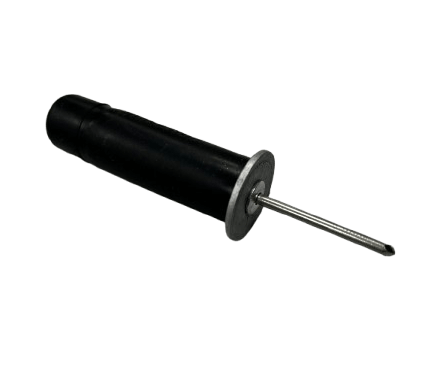 Black cylindrical tool with metal shaft for RiveStop Tie-Bolt Hole Waterproofing