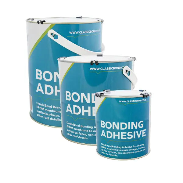 Three cans of Rubber Roofing Contact Adhesive for reliable bonding applications