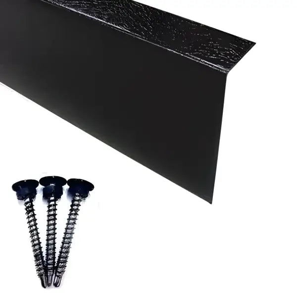 Black Vinyl Stair Nosing with Mounting Screws for Shed Roof Edge Trim Installation