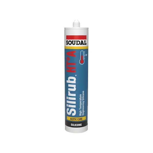 White tube of Soudal Silirub HT-N high-temperature silicone sealant for Silirub HT-A