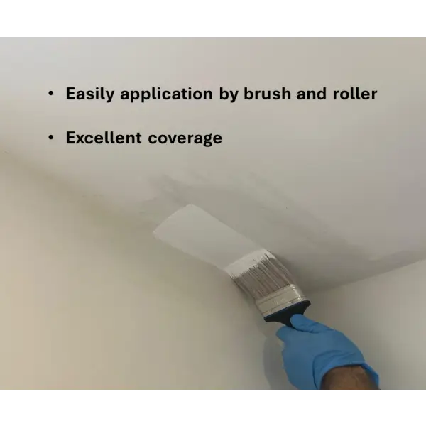 Paintbrush applying white paint on SIRAMIGUARD ANTI CONDENSATION surface