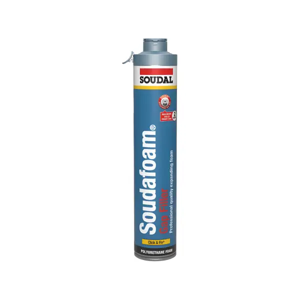 Soudal 130584 Soudafoam Gap Filler Foam canister with blue design and white-red text