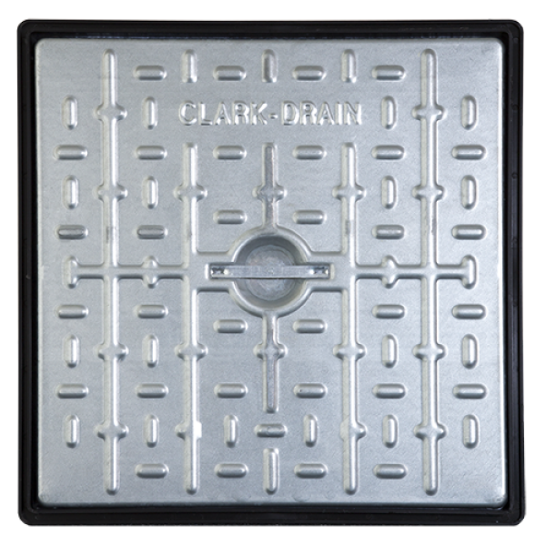 Square metal drain cover for SumpFlush Chamber Access Cover installation and maintenance