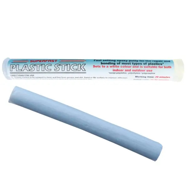 Light blue plastic stick with label for Superfast Plastic Epoxy Putty Stick