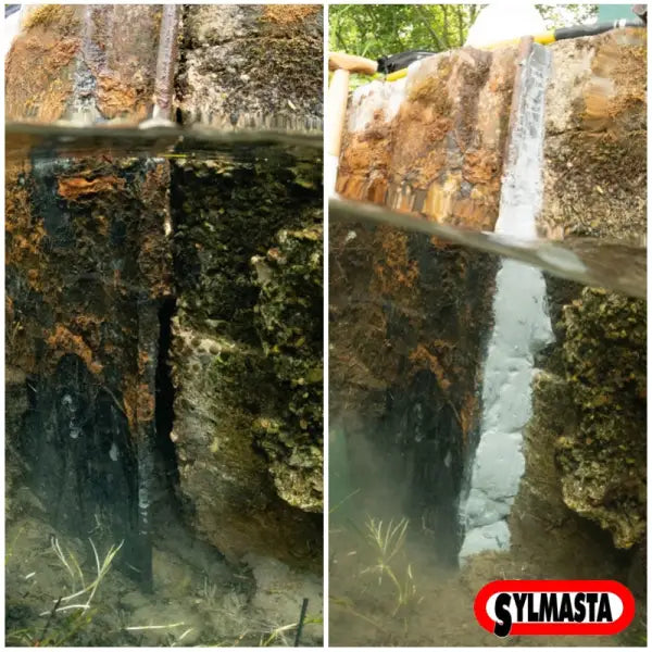 Waterfall flowing over cliffs, with reflections in dark water, showcasing nature’s beauty