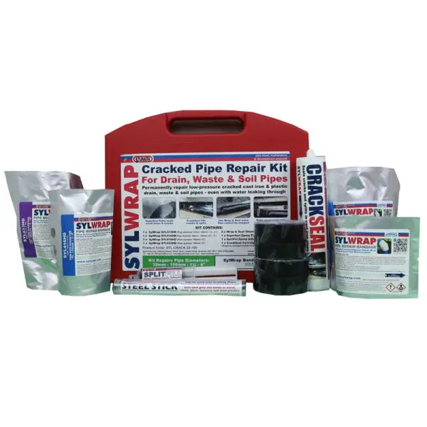 Repair leaking cast iron or plastic pipes—even with water flowing. Multi-use kit in a case for fast, permanent fixes. Ideal for pros & facility teams.