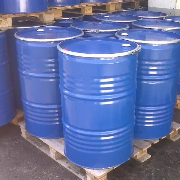 Blue metal drums on wooden pallets for Synthesia Urespray P-500 Pure Polyurea