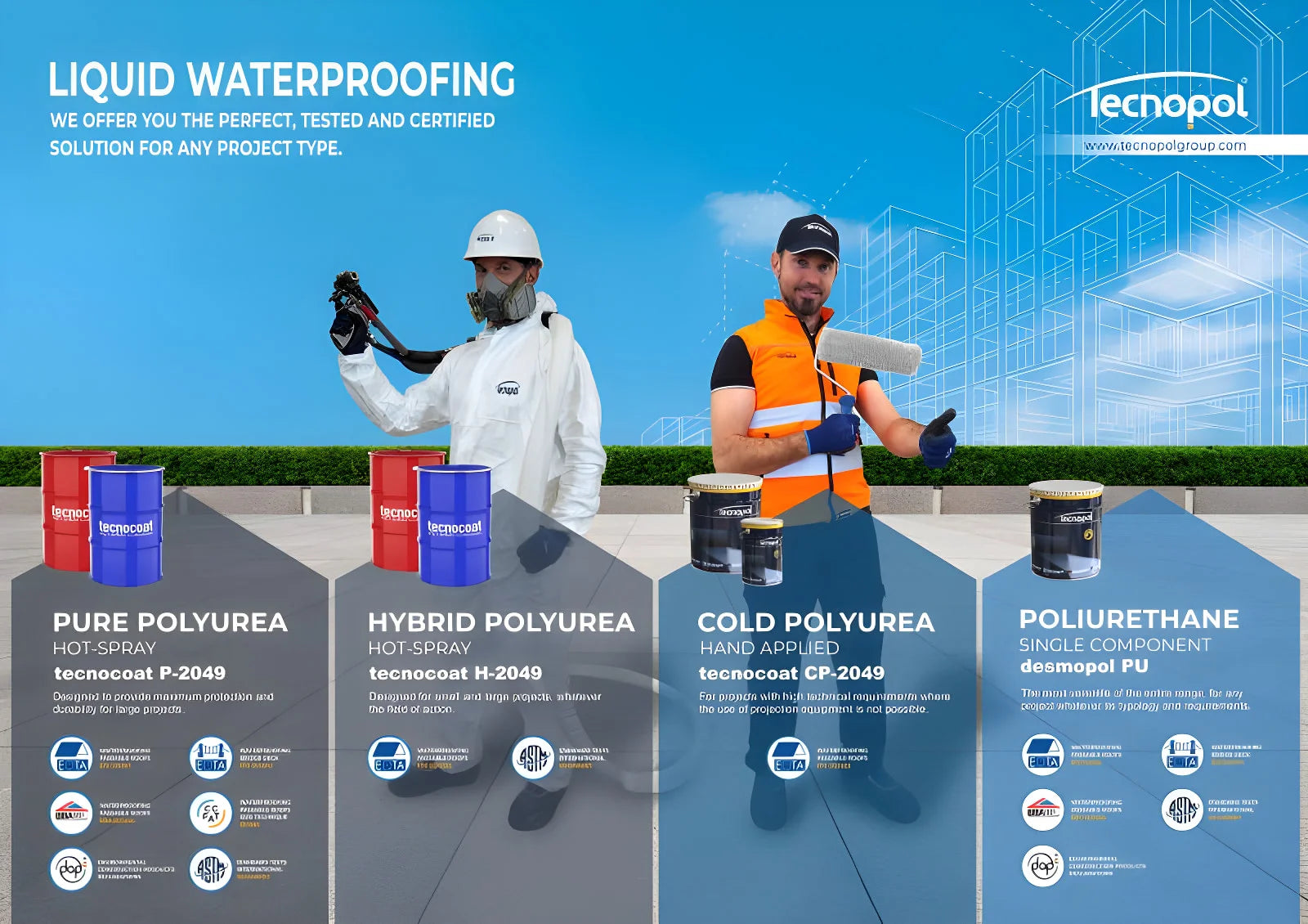 Tecnopol Tecnocoat CP-2049 Polyurea balcony waterproof Tecnopol balcony waterproof coating, building material