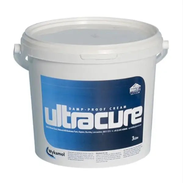 White bucket of Ultracure Damp Proofing Cream for effective moisture prevention