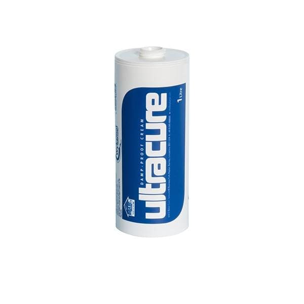 White tube of Ultracure Damp Proofing Cream displayed with accessories for effective damp proofing