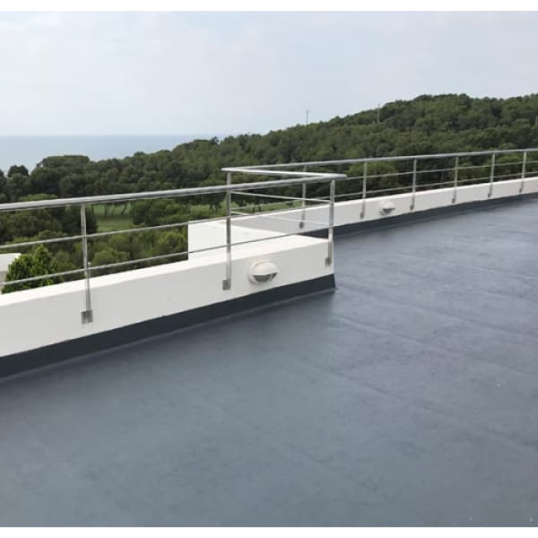 Rooftop deck featuring metal railing with Ultraflex Roofing Kit 5 - 200m2 Cover