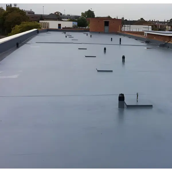 Flat commercial rooftop featuring Ultraflex Liquid Waterproofing gray membrane