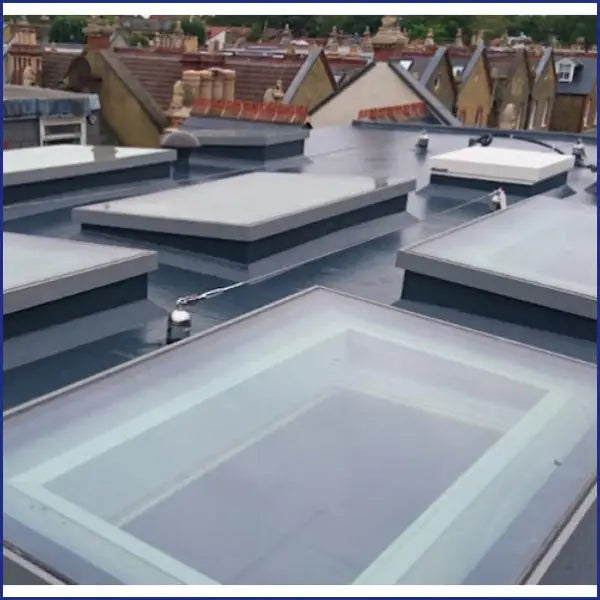 Flat roof skylights showcased in the Ultraflex Roofing Kit 2 - 40m2 Cover