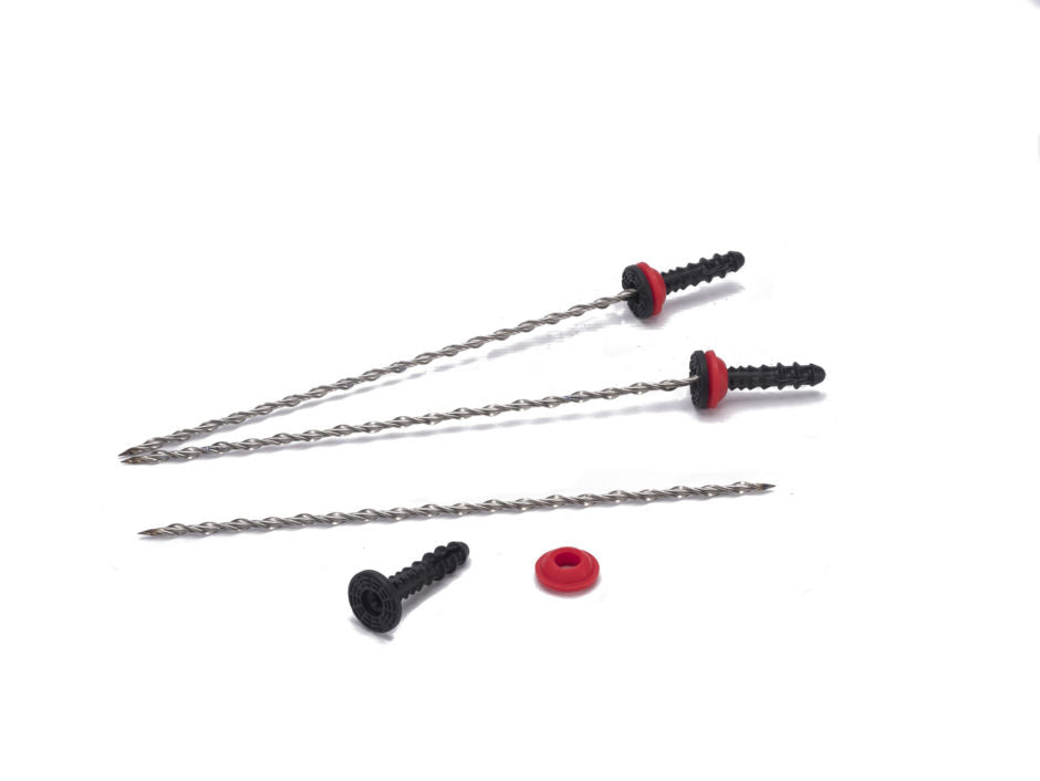 Waterproofing wall tie system pack of 100 with stainless steel helical ties and sealing plugs for cavity drain membrane installation