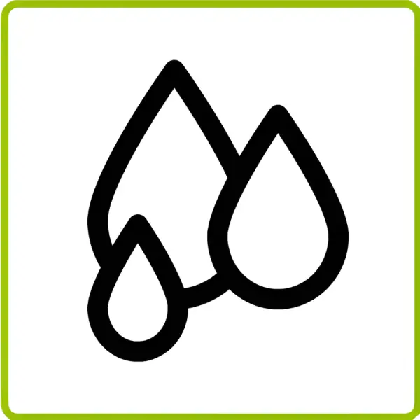 Three black water droplets illustrating WD FLEX R Omnifill product features