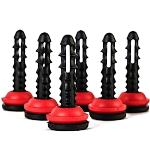 Six black and red toilet bowl bolt caps for Wykamol CM Brick Plugs product