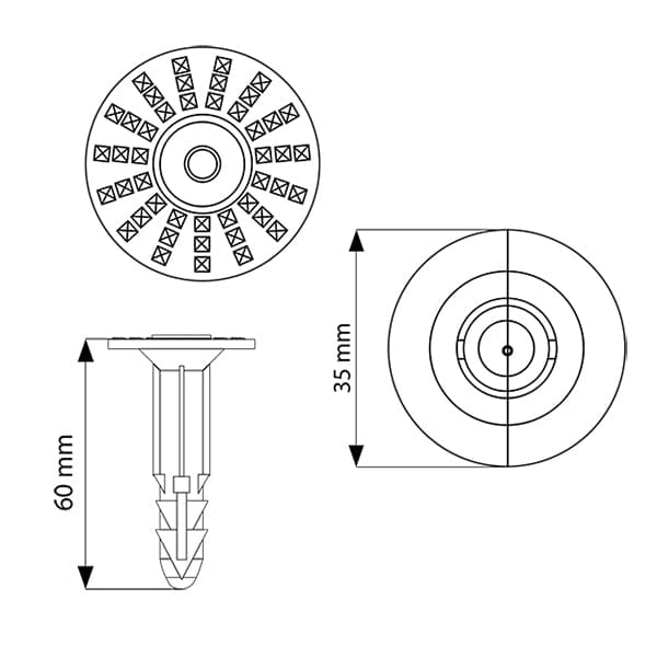 Technical drawing of Wykamol CM Brick Plugs for secure wall fixing solutions