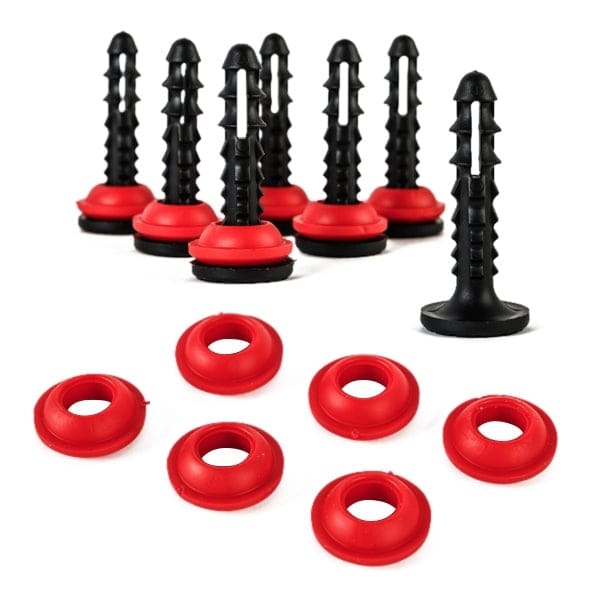 Black and red rubber plugs for Wykamol CM Brick Plugs, ideal for sealing applications