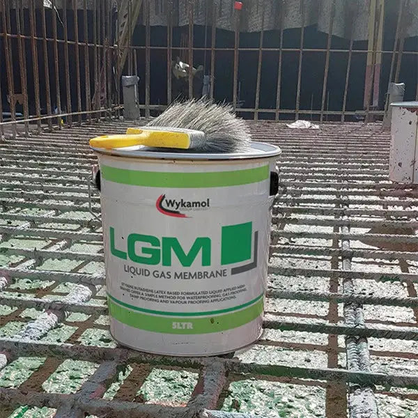 Wykamol LGM Liquid Gas Membrane can with paint brush on top for waterproofing