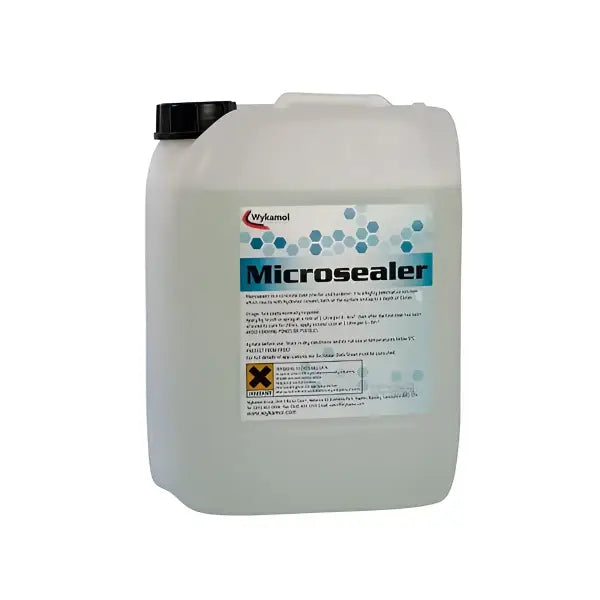 White plastic container labeled Microsealer with hazard warning for Wykamol Anti Lime