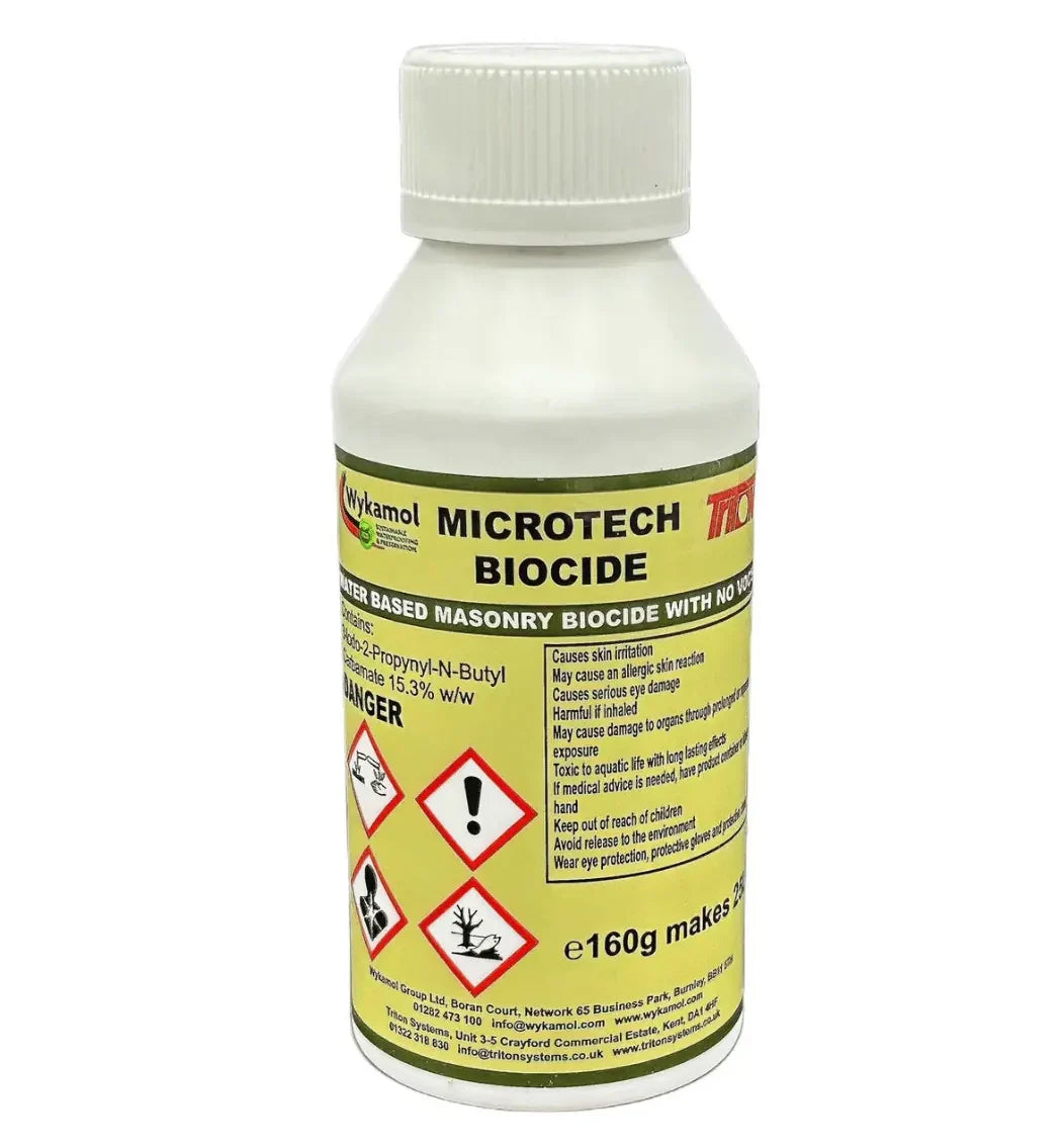 Bottle of Wykamol Microtech Biocide for masonry dry rot treatment
