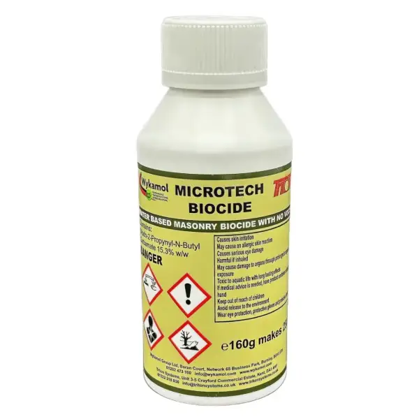 Bottle of Wykamol Microtech Biocide for masonry dry rot treatment