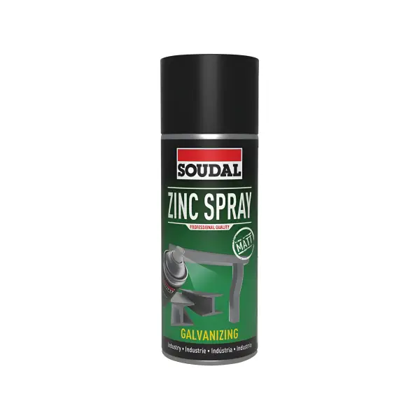 Soudal Zinc Spray can for galvanizing metal surfaces, providing durable corrosion protection